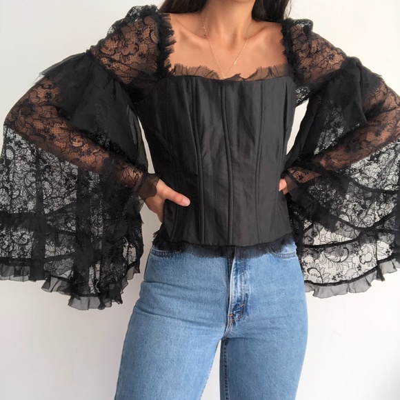 bebe Tops - Bebe corset busier lace bell sleeve top